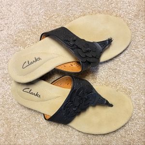 Clarks Black Leather Sandal, Size 6
